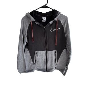 Nike Therma-FIT Hoodie Mens Medium Full Zip Black Gray Athletic Sweatshirt
